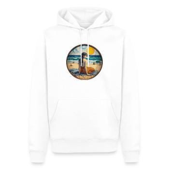 Fille sur la plage - Sweat à capuche Premium bio Homme - blanc - Devant - Nico (187cm)