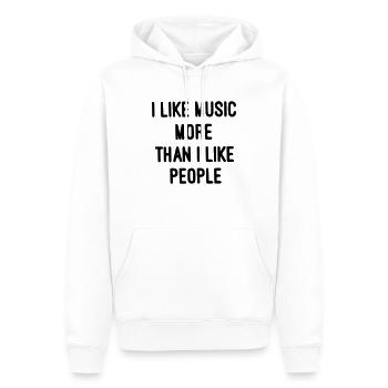 Ich mag Musik mehr als Menschen - Männer Premium Bio Hoodie - Weiß - Vorne - Nico (187cm)