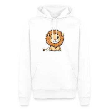 Petit lion mignon - Sweat à capuche Premium bio Homme - blanc - Devant - Nico (187cm)