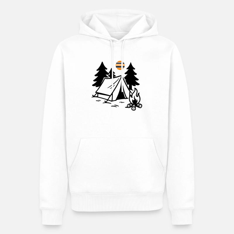 Zelt Lagerfeuer Camping - Männer Premium Bio Hoodie - Weiß