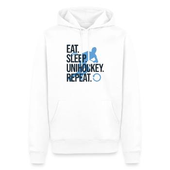 Joueur de floorball Floorball Jeu de floorball - Sweat à capuche Premium bio Homme - blanc - Devant - Nico (187cm)