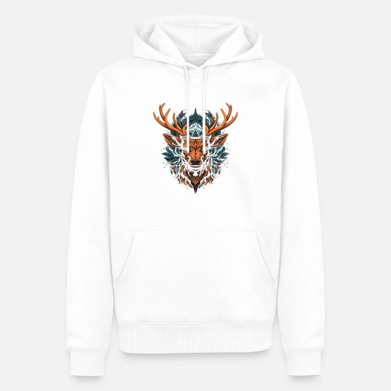 Deer head 5 - Sweat à capuche Premium bio Homme - blanc
