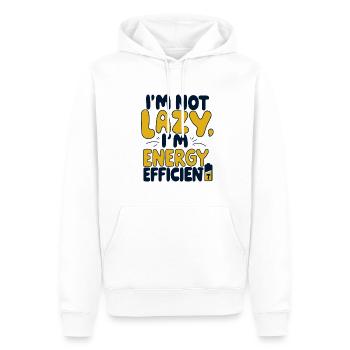 Energy-efficient instead of lazy - Men’s Premium Organic Hoodie - white - Front - Nico (187cm)