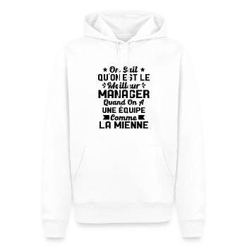 Meilleur Chef a une équipe comme la mienne - Sweat à capuche Premium bio Homme - blanc - Devant - Nico (187cm)