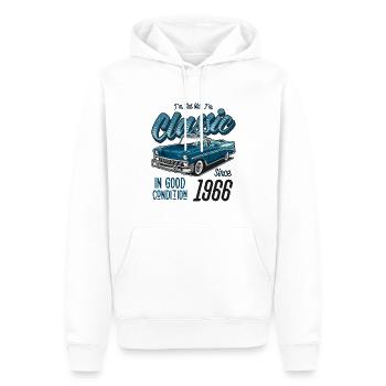 Ich bin nicht alt, ich bin ein Oldtimer Oldtimer Jahrgang 1966 - Männer Premium Bio Hoodie - Weiß - Vorne - Nico (187cm)