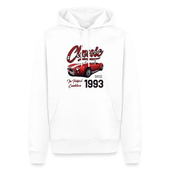 Ich bin nicht alt, ich bin Oldtimer, Jahrgang 1993 - Männer Premium Bio Hoodie - Weiß - Vorne - Nico (187cm)