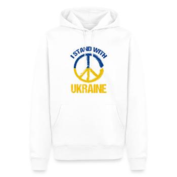 Je soutiens le symbole de paix ukrainien - Sweat à capuche Premium bio Homme - blanc - Devant - Nico (187cm)
