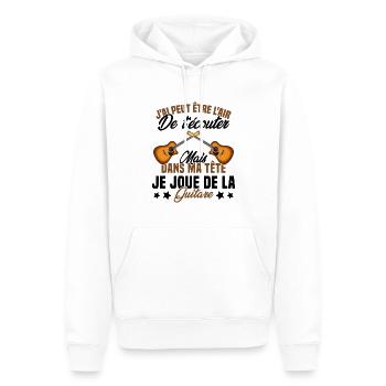 Je Joue De La Guitare Cadeau Humour Guitariste - Sweat à capuche Premium bio Homme - blanc - Devant - Nico (187cm)
