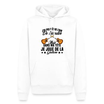 Je Joue De La Guitare Cadeau Humour Guitariste - Sweat à capuche Premium bio Homme - blanc - Devant - Nico (187cm)