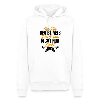 Ich Bin der Beweis das Papa Nicht nur zockt - Männer Premium Bio Hoodie - Weiß - Vorne - Nico (187cm)