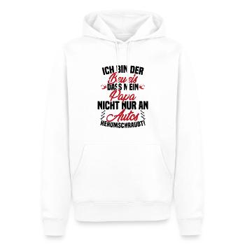 Ich Bin der Beweis DASS Papa Nicht nur an Autos - Männer Premium Bio Hoodie - Weiß - Vorne - Nico (187cm)
