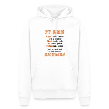 71 Year Old Birthday Funny Gift Idea - Men’s Premium Organic Hoodie - white - Front - Nico (187cm)