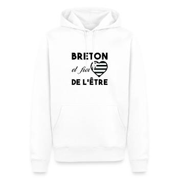 Bretagne - Breton et fier de l'être Fierté région - Sweat à capuche Premium bio Homme - blanc - Devant - Nico (187cm)