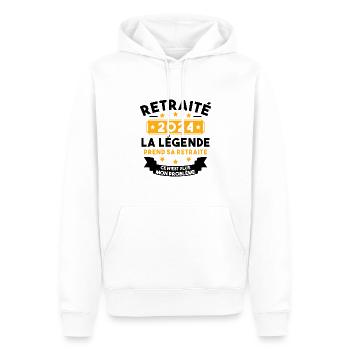 Retraité 2024 Pour Homme Femme Départ Retraite - Sweat à capuche Premium bio Homme - blanc - Devant - Nico (187cm)