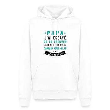 Papa J'ai Essayé De Te Trouver Le Meilleur Cadeau - Sweat à capuche Premium bio Homme - blanc - Devant - Nico (187cm)