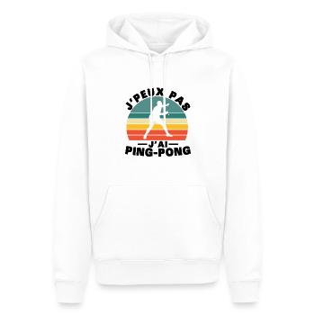 Je peux pas J'ai Ping pong Humour cadeau - Sweat à capuche Premium bio Homme - blanc - Devant - Nico (187cm)