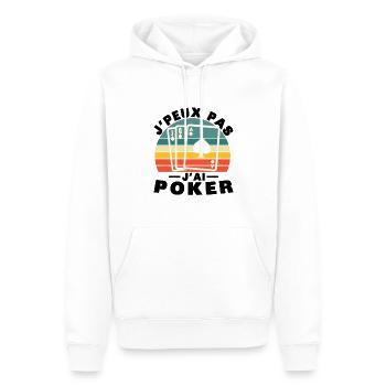 J'peux pas J'ai poker Humour Cadeau - Sweat à capuche Premium bio Homme - blanc - Devant - Nico (187cm)