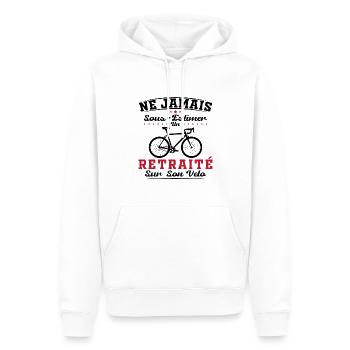 Un Retraité Sur Son Vélo Humour Retraite Cycliste - Sweat à capuche Premium bio Homme - blanc - Devant - Nico (187cm)