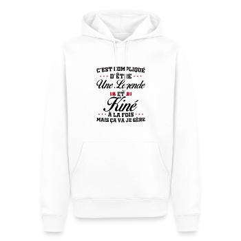 Une légende et Kiné - Sweat à capuche Premium bio Homme - blanc - Devant - Nico (187cm)