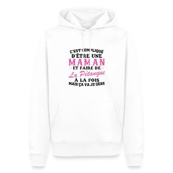 Maman et pétanque - Sweat à capuche Premium bio Homme - blanc - Devant - Nico (187cm)