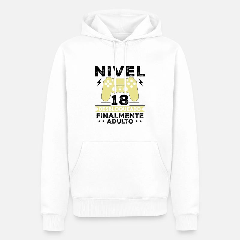 Niveau 18 Débloqué 18e anniversaire - Sweat à capuche Premium bio Homme - blanc