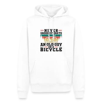 Never Underestimate An Old Guy On A Bicycle - Men’s Premium Organic Hoodie - white - Front - Nico (187cm)
