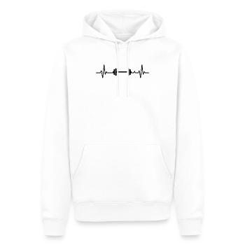 Heartbeat-Design mit Hantel - Männer Premium Bio Hoodie - Weiß - Vorne - Nico (187cm)