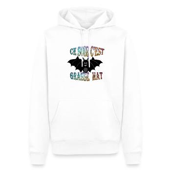 Chauve souris Ce soir c est grasse mat - Sweat à capuche Premium bio Homme - blanc - Devant - Nico (187cm)