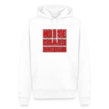 Here Comes the SUN - Männer Premium Bio Hoodie - Weiß - Vorne - Nico (187cm)