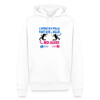 Apéro L'apéro m'appelle faut que j'aille / Humour - Sweat à capuche Premium bio Homme - blanc - Devant - Nico (187cm)