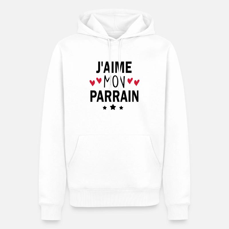 j aime mon parrain - Sweat à capuche Premium bio Homme - blanc