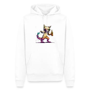 Cool cat écoute de la musique et boit de la bière - Sweat à capuche Premium bio Homme - blanc - Devant - Nico (187cm)