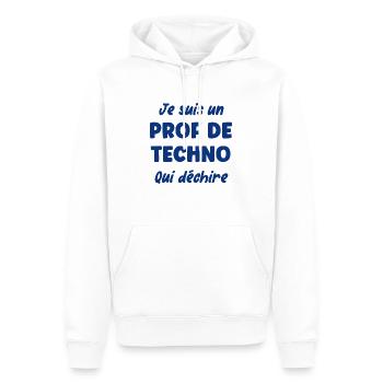 Je suis un prof de techno - Sweat à capuche Premium bio Homme - blanc - Devant - Nico (187cm)