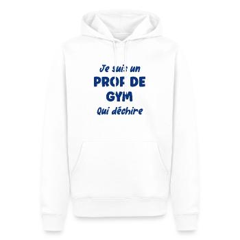 Je suis un prof de gym - Sweat à capuche Premium bio Homme - blanc - Devant - Nico (187cm)