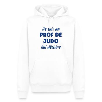 Je suis un prof de judo - Sweat à capuche Premium bio Homme - blanc - Devant - Nico (187cm)