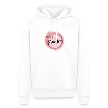 Team Frieden - positives Denken - Affirmation - Männer Premium Bio Hoodie - Weiß - Vorne - Nico (187cm)