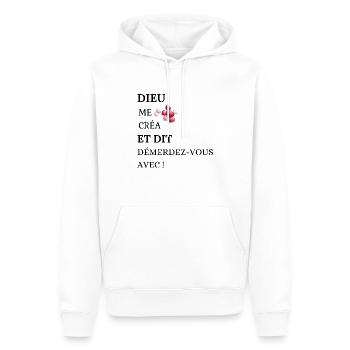 Humor Lustig Gott hat mich erschaffen - Männer Premium Bio Hoodie - Weiß - Vorne - Nico (187cm)