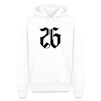 26 - Männer Premium Bio Hoodie - Weiß - Vorne - Nico (187cm)
