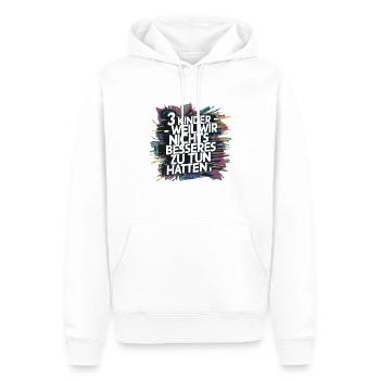 Cadeau : Naissance, Troisième enfant, Trois enfants, Humour - Sweat à capuche Premium bio Homme - blanc - Devant - Nico (187cm)