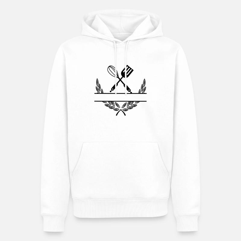 Outils de cuisson en couronne de laurier - Sweat à capuche Premium bio Homme - blanc