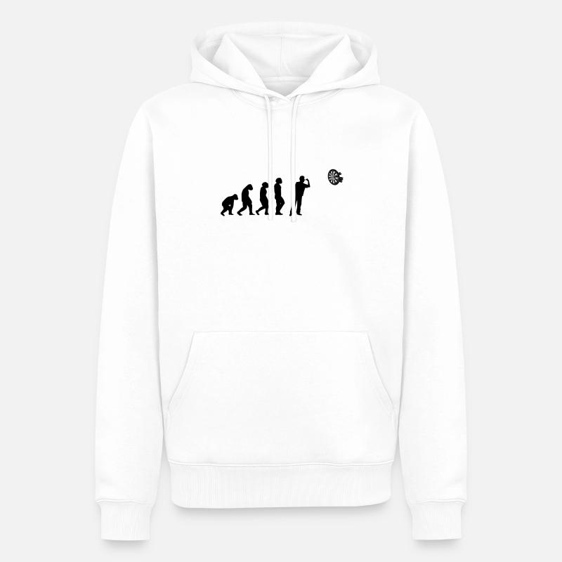 Fléchettes, Jeu de fléchettes, Fléchettes, Évolution du joueur de fléchettes - Sweat à capuche Premium bio Homme - blanc