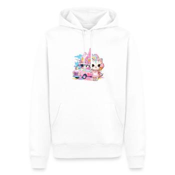 Chat Chaton Fille Crème Glacée Salons Dessert Crème Glacée - Sweat à capuche Premium bio Homme - blanc - Devant - Nico (187cm)