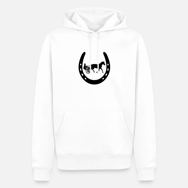 Cheval de trot Cheval de trot Chevaux équestres - Sweat à capuche Premium bio Homme - blanc