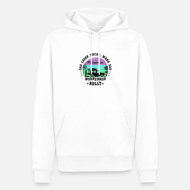 Minicamper Camping-Camper Microcamper Dictons - Sweat à capuche Premium bio Homme - blanc