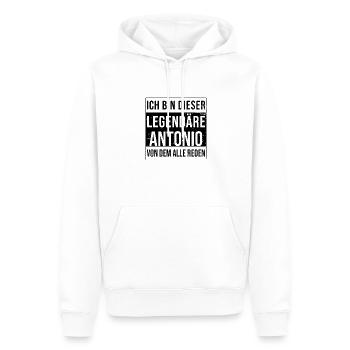 Je suis cette légende pour Antonio - Sweat à capuche Premium bio Homme - blanc - Devant - Nico (187cm)