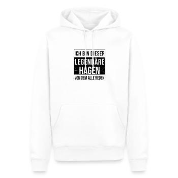 Je suis cette légende pour Hagen - Sweat à capuche Premium bio Homme - blanc - Devant - Nico (187cm)