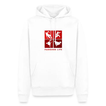 Parkour-Life Freerunning Freerunner - Sweat à capuche Premium bio Homme - blanc - Devant - Nico (187cm)