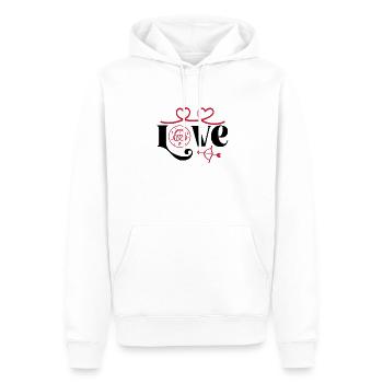Hardcore Rave Raver DJ House-EDM Musique-AMOUR - Sweat à capuche Premium bio Homme - blanc - Devant - Nico (187cm)