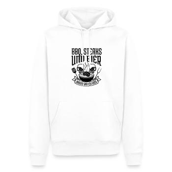 BBQ, STEAKS & BIER, Barbecue grillen - Männer Premium Bio Hoodie - Weiß - Vorne - Nico (187cm)
