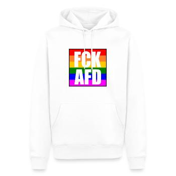 Fck afd - Sweat à capuche Premium bio Homme - blanc - Devant - Nico (187cm)